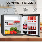 Antarctic Star Compact Refrigerator Mini Fridge with Freezer, Single Reversible Door, Dorm Fridge, Wire Shelf, Defrost Button, for Bedroom, Office, kitchen, 1.7 Cu. Ft, Steel