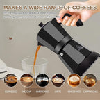 Aluminum Electric Moka Pot 5-6 Cup 270ml Express Coffee Maker Stovetop Espresso Portable Coffeemaker Italian Classic Brewing Greca Cafe Mocha with Removable Base and Overheating Protection Machine
