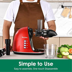 Slow Masticating Juicer,Brecious Cold Press Juicers with 2 Speed Modes & Quiet Motor,Juicers Machines Vegetable and Fruit with Reverse Function,Celery Juicer,BPA-Free,Easy to Clean (Red）