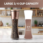 HOME EC Original Stainless Steel Salt or Pepper Grinder 1pk - Adjustable Ceramic Sea Salt Grinder or Pepper Mill - Tall Glass Spice Shaker - Spice Mill w/Ebook (Copper)