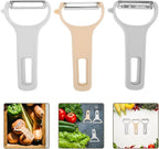 VICASKY 3pcs Melon Slicer and Vegetable Peeling Knives Set Stainless Steel Blades with Plastic Handles Multi-function Kitchen Gadget for Fruit and Vegetable Grating and Shredding