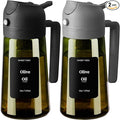 SWEET VIEW 2PCS Olive Oil Dispenser and Oil Sprayer – 16oz/470ml Glass Light-Proof Oil Pourer for Kitchen Air Fryer, Cooking, Salad, and BBQ, with Stickers
