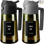 SWEET VIEW 2PCS Olive Oil Dispenser and Oil Sprayer – 16oz/470ml Glass Light-Proof Oil Pourer for Kitchen Air Fryer, Cooking, Salad, and BBQ, with Stickers