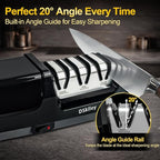 Electric Knife Sharpener for Kitchen – Professional 3-Stage 100% Diamond System with 20° Precision Angle, Fast Sharpening to Restore & Polish Chef Knives (Silver)