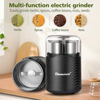 Hermolante 150W Electric Herb and Spice Grinder, 60g (2.1oz), 304 Stainless Steel Cup and Blade, Lid-Activated Safety Press-Top, Compact, Cleaning Brush Included, for Coffee Beans, Nuts, Seeds