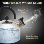 Lily's Home 2 Quart Stainless Steel Whistling Tea Kettle, the Perfect Stovetop Tea and Water Boilers for Your Home, Dorm, Condo or Apartment. (Pastel Red)
