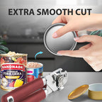 Safring Can Opener Manual, Heavy Duty Handheld Strong Can Opener with Soft Touch Handle, Sharp Blade Smooth Edge, Can Openers with Multifunctional Bottle Opener, Red