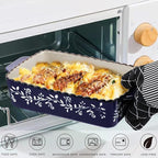 AVLA 3 Pack Ceramic Bakeware Set Porcelain Rectangular Baking Dish Lasagna Pans for Cooking Kitchen Casserole Dishes Cake Dinner 12 x 8.5 x 6 Inches of Baking Pans Banquet and Daily Use Cobalt Blue