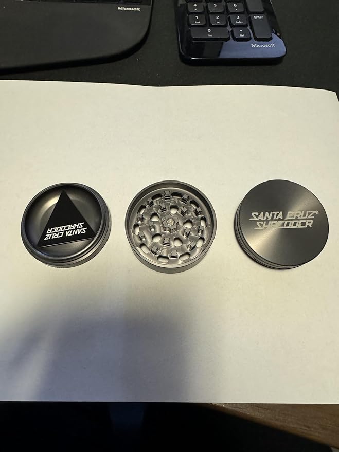 Santa Cruz Shredder Metal Spice Grinder with Textured Grip – 3-Piece Large 2.7" (Grey)