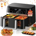 12QT Large Double Basket Air Fryer with 50PCS Paper Liners and Viewing Window, 12-in-1 Digital Touchscreen Dual Zone Air Fryers for Easy Meal, SyncCook to Roast,Reheat,Broil, Dishwasher Safe