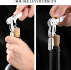 HYZ 2-Pack Wine Opener Waiter Corkscrew, Professional Wine Key for Servers, Bartender with Foil Cutter, Manual Wine Bottle Opener Double Hinged (White)
