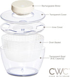 COOK WITH COLOR Electric Salad Spinner, Round 4.5L Capacity – Fast Drying & Easy Spin for Fresh Greens, Cream