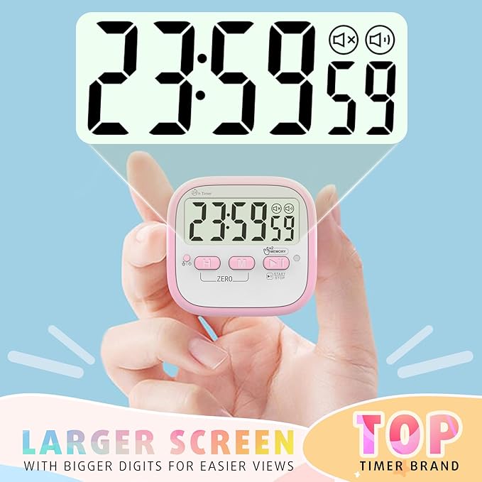 Antonki 2 Pack Classroom Timers for Kids Teachers, Magnetic Countdown Digital Kitchen Timer for Cooking, Study, Exercise, Games, Time Mangement - Loud/Silent Mode - Battery Included