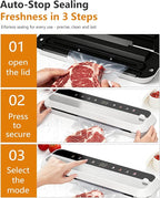 Vacuum Sealer, 8-in-1 Vacuum Sealer For Food, 100W, Digital Timer, Moist&Dry Mode and External VAC for Containers, Built-in Cutter & 10 Vacuum Bags （White）