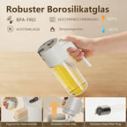 Olive Oil Spray Bottle Dispenser, 2-in-1 Glass Material Kitchen Cooking Oil Sprayer, 20.3 oz/600 ml Cooking Spray, Glass Spray Bottle with Tipper, Food Grade Spray for Kitchen, Salad, Frying, Barbecue