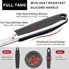 Beijiyi 2-Piece Heavy Duty BBQ Grill Tools Set, Professional Stainless Steel Grilling Spatula & Fork with Full Tang Silicone Handle, Outdoor Grill Accessories for Barbecue Cooking