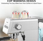 AYCHIRO 20 Bar Espresso Machine, Professional Espresso Machine with Milk Frother, Compact Espresso Maker for Cappuccino and Latte, Removable Water Tank and Drip Tray