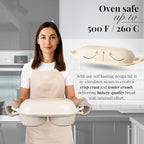 Dutch Oven For Sourdough Bread Baking – Enamelled Cast Iron Bread Loaf Pot – 500°F Oven Safe Non Stick Bread Pot – Double Round Loaf Space, 16.5cm Diameter, Cream, – by Nuovva
