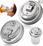 Palksky Mason Jar Drinking Lids,Stainless Steel Wide Mouth Mason Jar Sip Lid accessories,Anticracking Leak Proof Seal Flip Cap Cover Airtight Accessories for Drink,2Pack