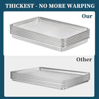 Full Size Commercial Quality Baking Sheet Pan, Bastwe Aluminum Cookie Tray Pan for Oven, Freezer, Bakery, Hotel Restaurant, Thick Steel Rim Prevents Warping (6 Pack, 26 x 18 Inch)