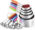Measuring Cups : U-Taste 18/8 Stainless Steel Measuring Cups and Spoons Set of 10 Piece, Upgraded Thickness Handle (Multicolors)