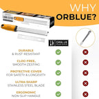 Orblue Lemon Zester & Cheese Grater - Premium Citrus Zester, Kitchen Grater for Parmesan, Chocolate, Fruits, Vegetables, Ginger, Garlic, Nutmeg - Stainless Steel Blades with Protective Cover, Orange