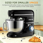 CHeflee Multifunctional Stand Mixer,660W, 6.5QT With Meat Grinder, Vegetable Slicer &1.5L Juice Blender,for Most Home Cooks,Black