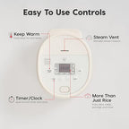 IRIS USA Micom Japanese Rice Cooker, 3-Cup Uncooked/6-Cup Cooked, Fuzzy Logic Kitchen Appliance with Recipe Presets, Slow Cooker, Steamer, Hot Pot & Warming Function, Compact & Portable for Healthy Meal Prep