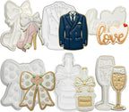 Wedding Cookie Cutters Set of 6 Dress Molds 3.5" with Plunger Stamps Baking Dough Tools Cake Shapes PLA Accessories for Birdesmaid Decorative Party Kitchen Supplies
