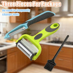 Bestac 3-in-1 Multifunctional Fruit & Vegetable Peeler - Stainless Steel Blade for Peeling/Julienning/Slicing Non-Slip Handle Ideal for Potatoes/Cucumbers/Apples Home Kitchen Daily Use (3)