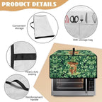 Highland Cow Four Leaf Clover Print Toaster Oven Cover Microwave Cover for Kitchen Countertop Appliance Dust Protector Decorative Oven Accessories for St. Patrick's Day Decor, Green, M