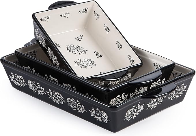 Wisenvoy Baking Dish Ceramic Lasagna Pan Casserole Dish 3-Piece Bakeware Sets Baking Dishes Baking Set Baking Dish Set