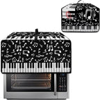 Piano Musical Notes Print Toaster Oven Dust-proof Cover, Heat-resistant Anti Fingerprint Microwave Oven Dust Cover, Kitchen Counter Accessory (Medium-16.1 * 19.71 * 10 inches)