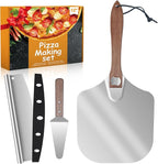 Pizza Peel Aluminum Pizza Spatula,14x 16" Metal Pizza Paddle with Foldable Wooden Handle,Pizza Rocker Cutter,Pizza Server,for Pizza Oven(Gift-Ready)