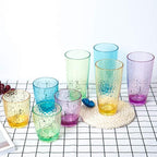 KOXIN-KARLU Hammered 15-ounce and 26-ounce Plastic Tumbler Acrylic Glasses, set of 8 Multicolor