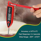 Copkim 12 Set Waterproof Food Thermometer for Water, Liquid, Candle and Cooking Digital Meat Thermometer with Long Probe Instant Read for Kitchen BBQ Grill Candy (Red)