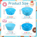 52 Pcs Single Silicone Donut Molds, 4 Styles Silicone Molds for Baking Small Reusable Non-Stick Baking Cups for Donuts, Muffins, Cupcakes, Jellies, Bagels (Multicolor)