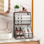 Fruit and Vegetable storage, 2 Set Wall Mounted Wire Baskets, Fruit Basket for Kitchen Counter, Hanging Fruit Basket, Potato Onion Basket, Wire Basket for Organizing, Countertop Organization Pantry