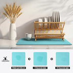 Ecotrim - Dish Drying Mat for Kitchen Counter | Coffee Bar Mat for Countertops | Heat Resistant Drainer Mat with Non-slip Rubber Backed | Hide Stain Kitchen Absorbent Draining Mat | Turquoise 16"x24"