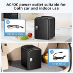 Antarctic Star 4L/6 Can Portable Mini Fridge,Personal Compact Refrigerator,Small Cooler for Food,Drinks or Skin Care, AC/DC for Bedroom, Car, Office & Dorm, Black