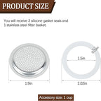 Silicone Sealing Ring Aluminum Replacement Filter 1 Cup For Stove Top Espresso Maker Replacement Filler Parts Set Includes 1 Filter and 3 Upgraded Silicone Fings