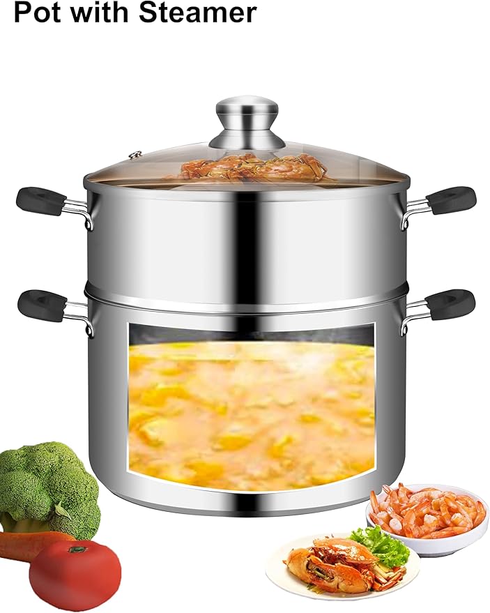 VENTION 7.9 Inch Small Vegetable Steamer Pot, 3 QT Induction Stainless Steel Steamer for Cooking, Steam Pot(20cm)