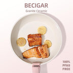 BECIGAR 23pcs Ceramic Pots and Pans Set, Nonstick Detachable Handle Cookware, Induction Kitchen Cooking Set with Removable Handle,include Frying Pans & Saucepans Oven Safe(Pink)