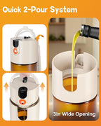 OURCABECUE Upgrade 2 in 1 Oil Sprayer for Cooking, 17oz Light-Blocking Glass Olive Oil Dispenser Bottle for Kitchen,Food-Grade Oil Mister with 8 Stickers for Salad, Frying (Brown Bottle-White Cap)