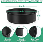 TeamFar 6 Inch Round Cake Pans, Round Baking Layer Cake Pan Set of 3, with Non-Stick Coating Stainless Steel Core for Birthday, Party, Wedding, Healthy & Heatproof, Release Easily & Easy Clean