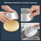Lawei Round Cake Pan Set of 3 (4/6/8 Inch), Aluminum Baking Pans with Removable Bottom for Even Heating, Nonstick Tier Cake Tins for Cakes, Weddings, Birthdays, Holidays and Home Bakers