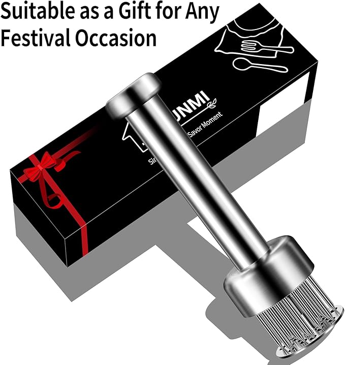 304 Stainless Steel Meat Tenderizer Tool Premium Meat Tenderizer Meat Mallet with 21 Ultra-sharp Tenderizer Needles for Tenderizing Beef, Turkey, Chicken, Steak, Dishwasher Safe