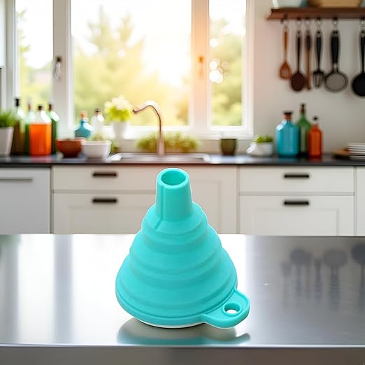 Blue Collapsible Funnel Silicone Material Large Diameter Long Neck Leakage Funnels for Water Liquid Protein Powder Transfer Specialty Tools and Gadgets