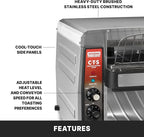 Waring Commercial CTS1000B Conveyer Toaster, 1000+ slices per hour, 208V, 2700W, 6-20 Phase Plug,Silver