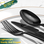 60 Pieces Black Silverware Set, Premium Stainless Steel Flatware Set for 12, Yoehka Mirror Polished Tableware Cutlery Set for Home and Restaurant, Include Knife/Spoon and Fork, Dishwasher Safe